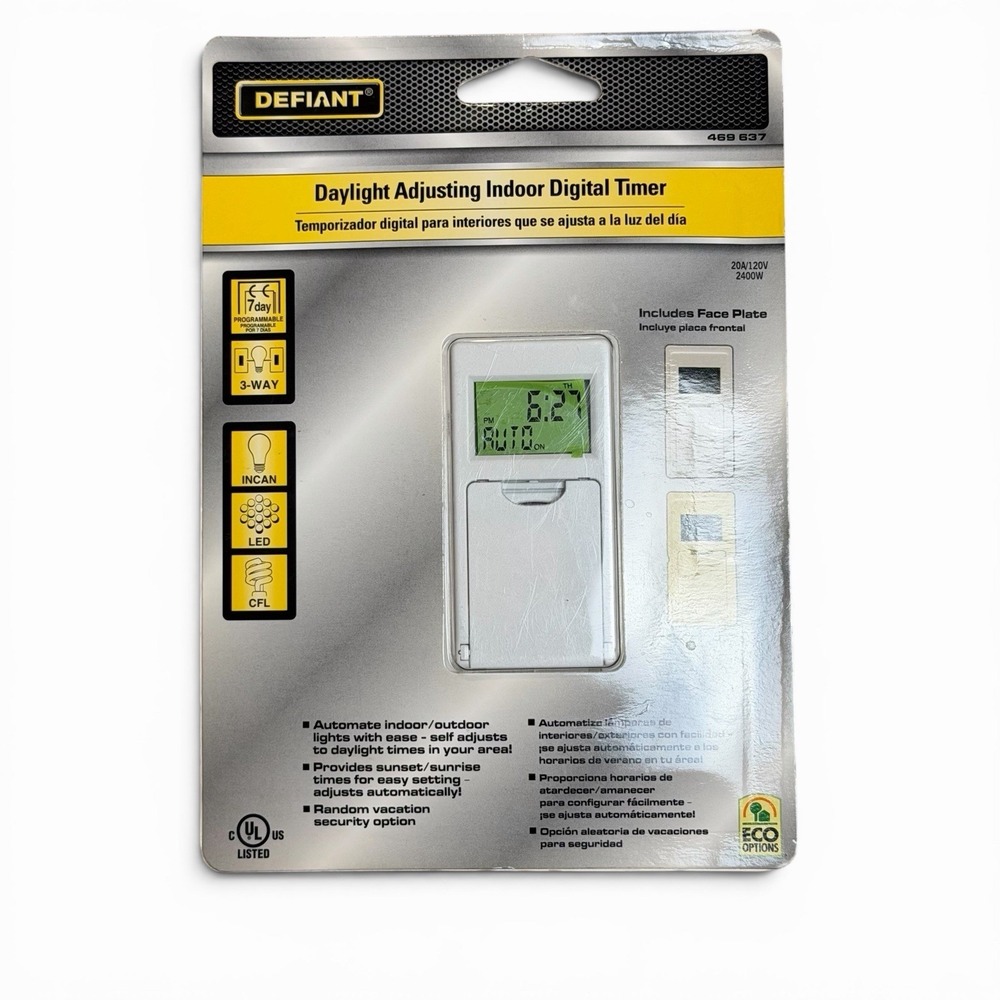 Defiant Daylight Adjusting Indoor Digital Timer 469 637 New Sealed Programmable
